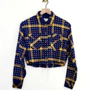 NWT Frankie B Rhinestone Jacket Plaid Flannel LA Streetwear RODEO FESTIVAL Rare